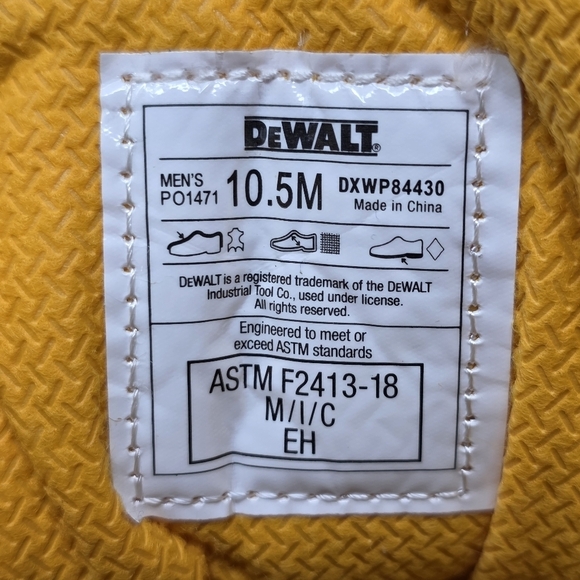 DeWALT Hancock Men’s Size 10.5M S3 Honey Safety Steel Toe Leather Ankle Boot New - Picture 4 of 11